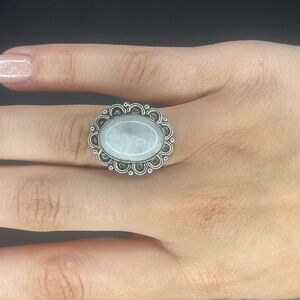 Elegant Silver Oval Gemstone Ring